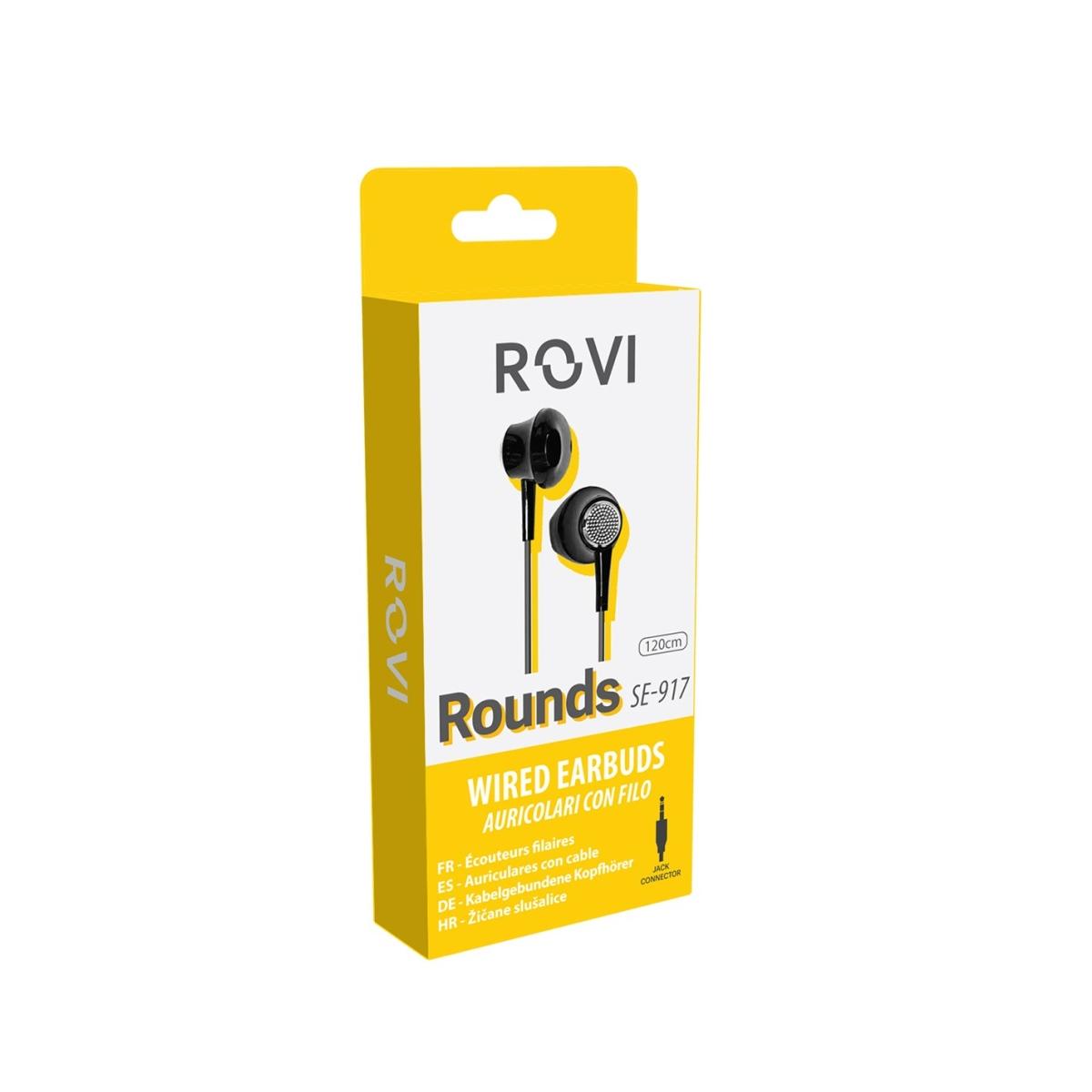 Rounds auricolari a filo connettore Jack 3,5mm nero Rovi