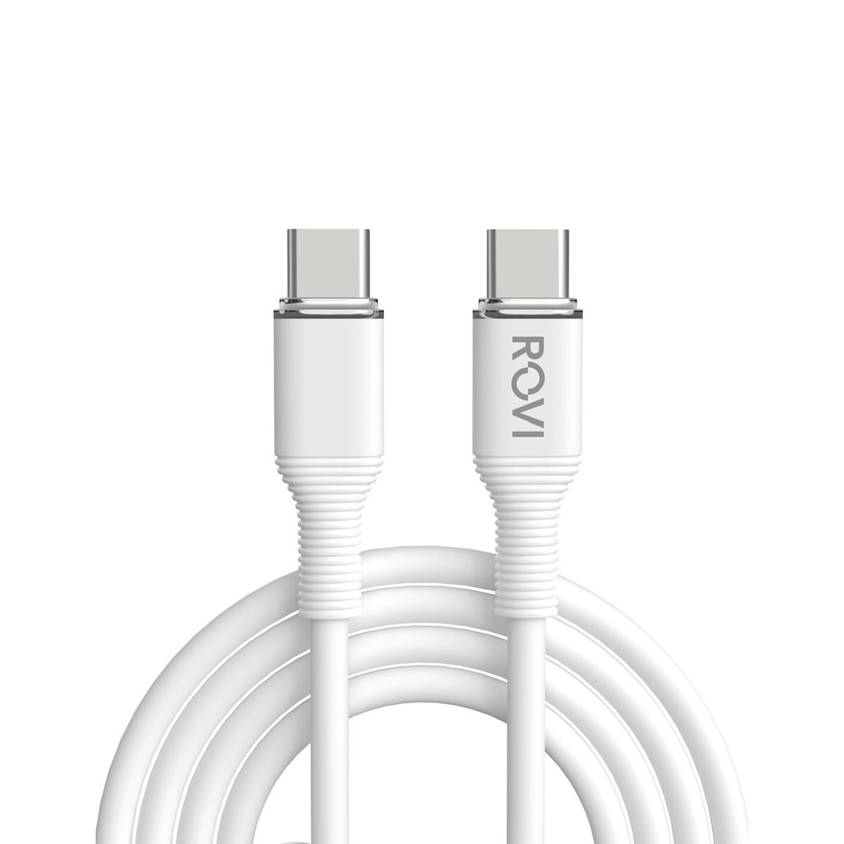 Striped cavo SA200C-C bianco in PVC da Type-c a Type-c 60w 1m Rovi
