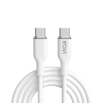 Striped cavo SA200C-C bianco in PVC da Type-c a Type-c 60w 1m Rovi