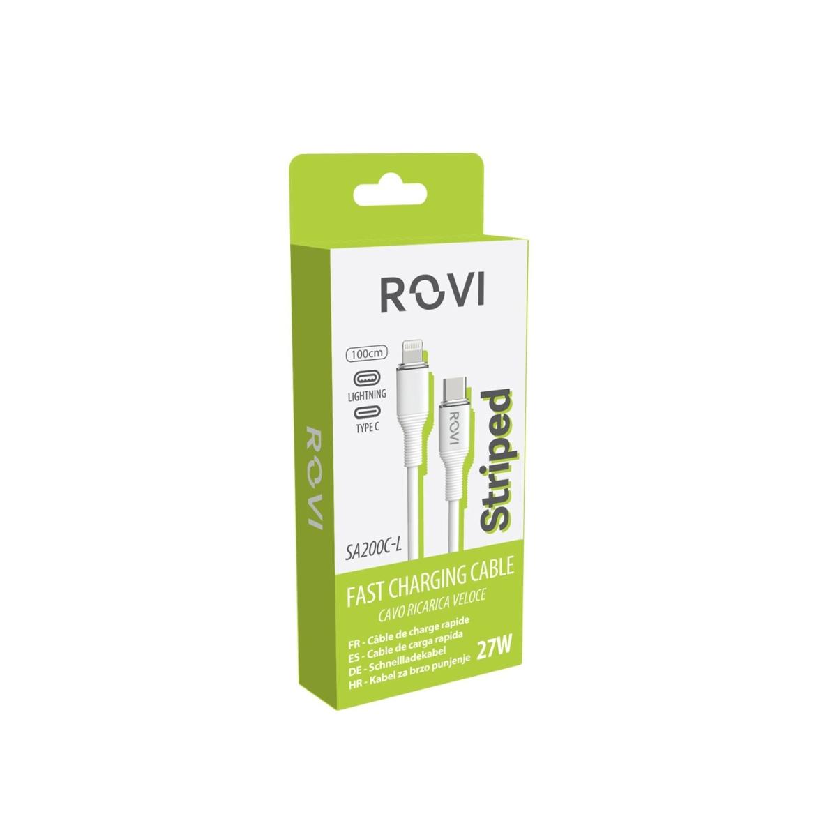 Striped cavo SA200C-L bianco in PVC da Type-c a Lightning 27w 1m Rovi