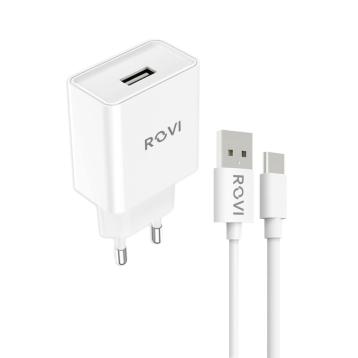 Caricabatterie da muro travel kit ST450C 1 USB con cavo Type-c Rovi