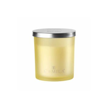 Candela profumata Capri Silver 140 gr. satinato giallo limone e zenzero 7,5x h.8 cm Camila
