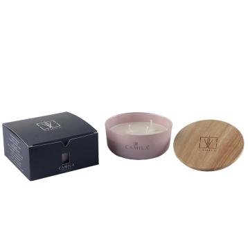 candela 170 gr.d 11 h 4,5 cm. cipria chiaro   fraganza pesca e cassis  17 ore circa