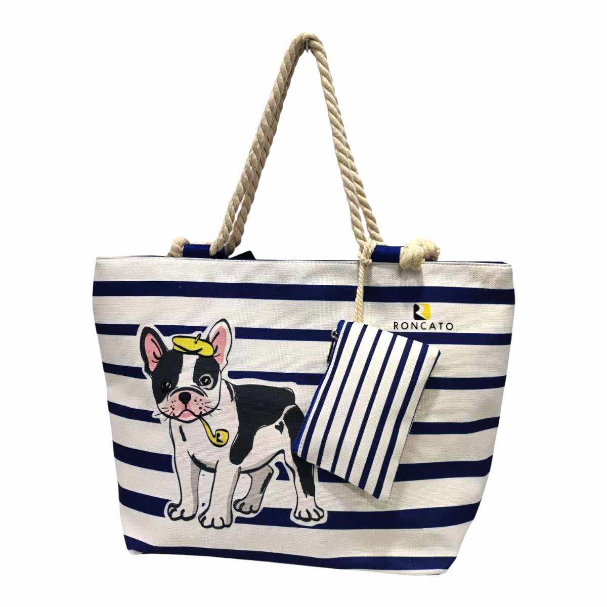 Borsa mare in poliestere stampa Cane con pipa Roncato