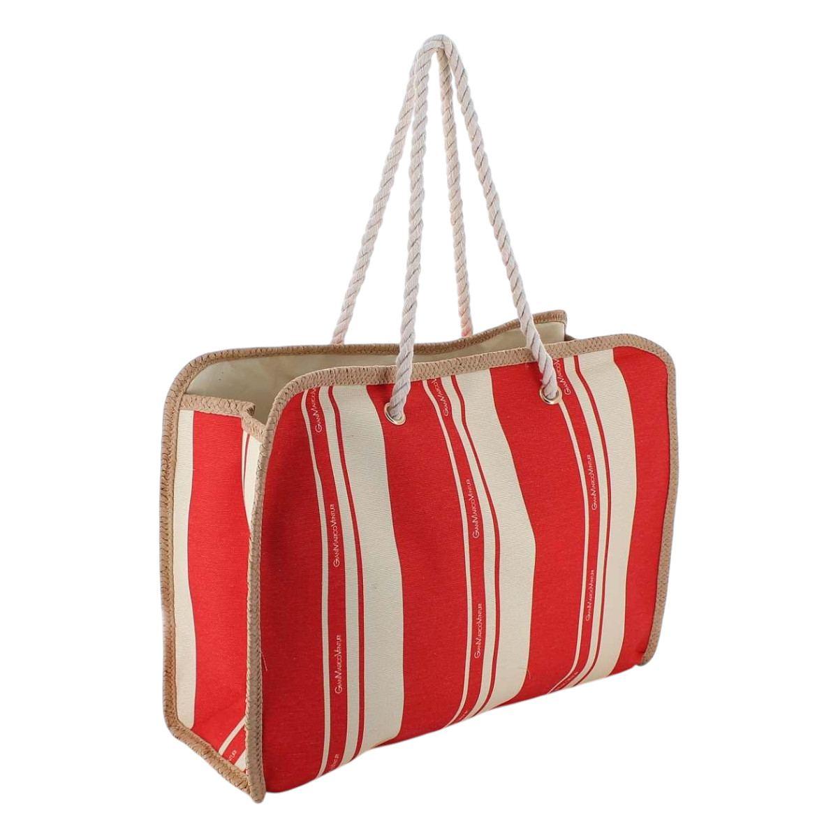 Borsa mare a righe con manici in corda Gian Marco Venturi
