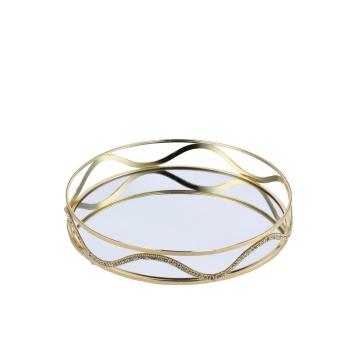 Vassoio in ferro e vetro d.30 cm  h.6 cm