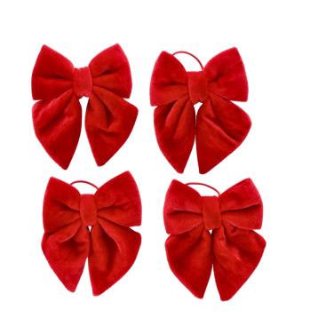 Set 4 fiocchi portatovaglioli in velluto rossi 12,5 x 15 cm