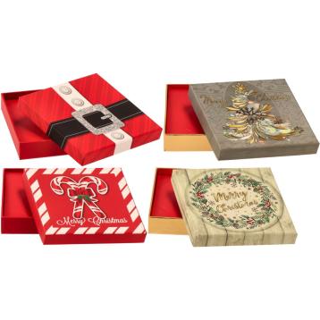 Scatola natalizia in cartone stampato porta card 10x10x h2 cm