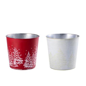 Fioriera natalizia rotonda in ferro d19 x h18 cm