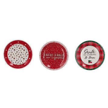 Set 12 piattini piani natalizi monouso in carta d18 cm