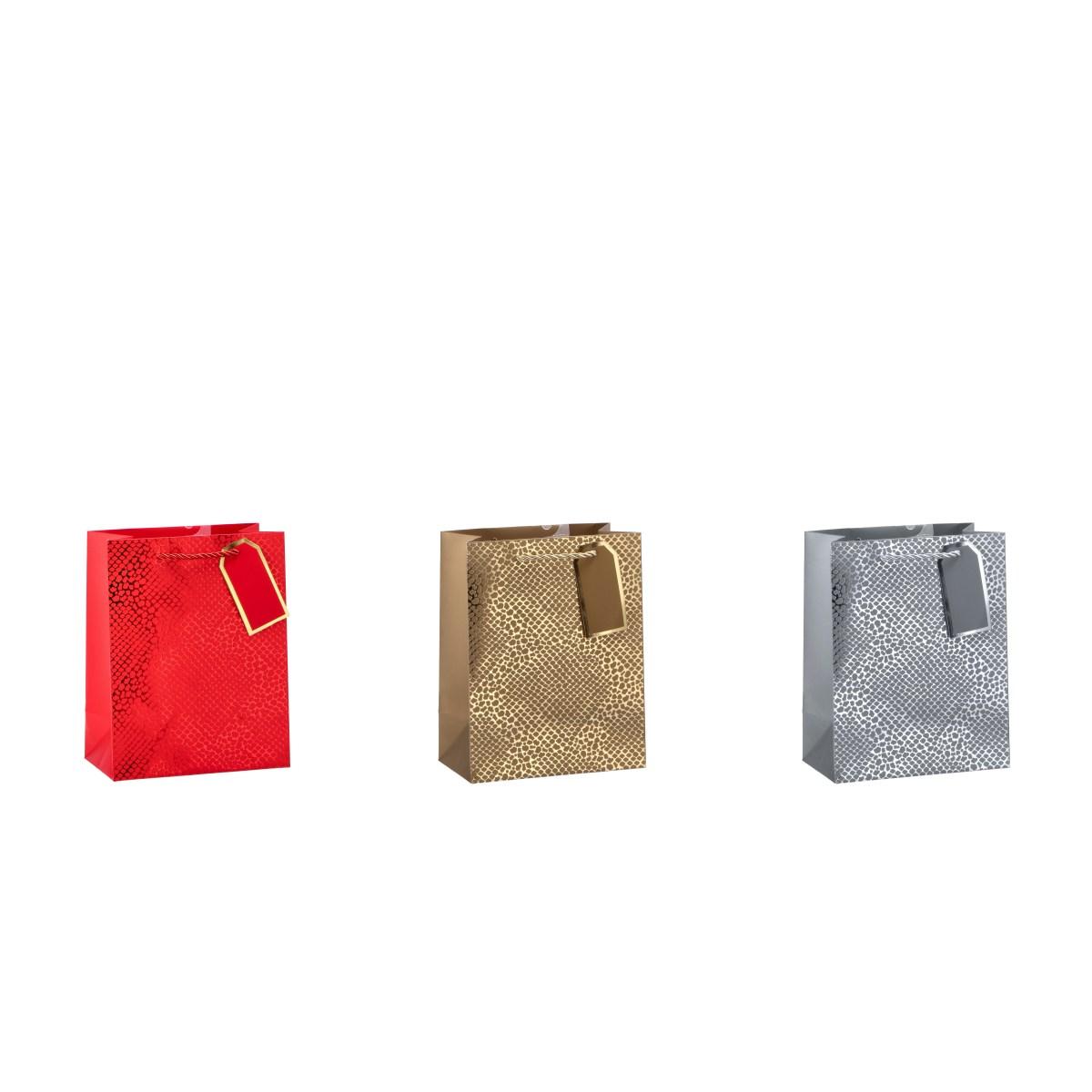 Shopper in carta natalizia metallizzata squame 18x10x h23 cm