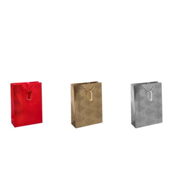 Shopper in carta natalizia metallizzata squame 30x12x h42 cm