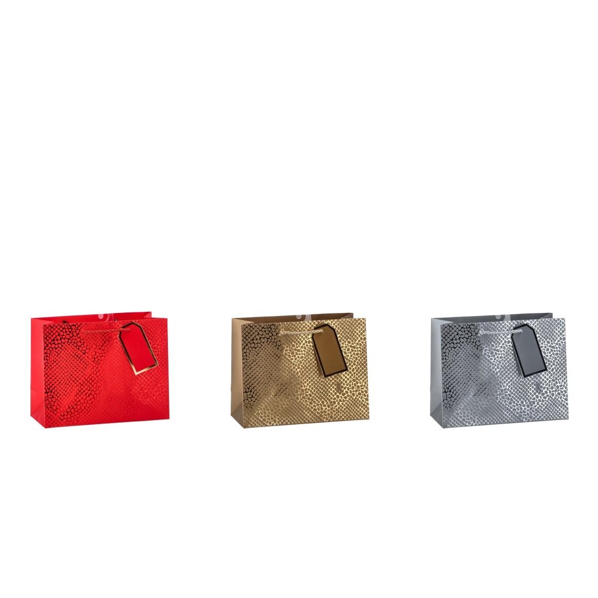 Shopper in carta natalizia metallizzata squame 23x10x h18 cm