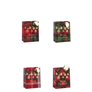 Shopper in carta natalizia fantasia scozzese 18x10x h23 cm