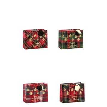 Shopper in carta natalizia fantasia scozzese 23x10x h18 cm