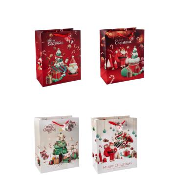 Shopper in carta natalizia fantasia Babbo Natale stilizzato 41x21x h50 cm