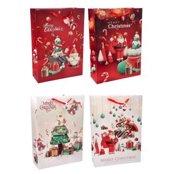Shopper in carta natalizia fantasia Babbo Natale stilizzato 50x20x h70 cm