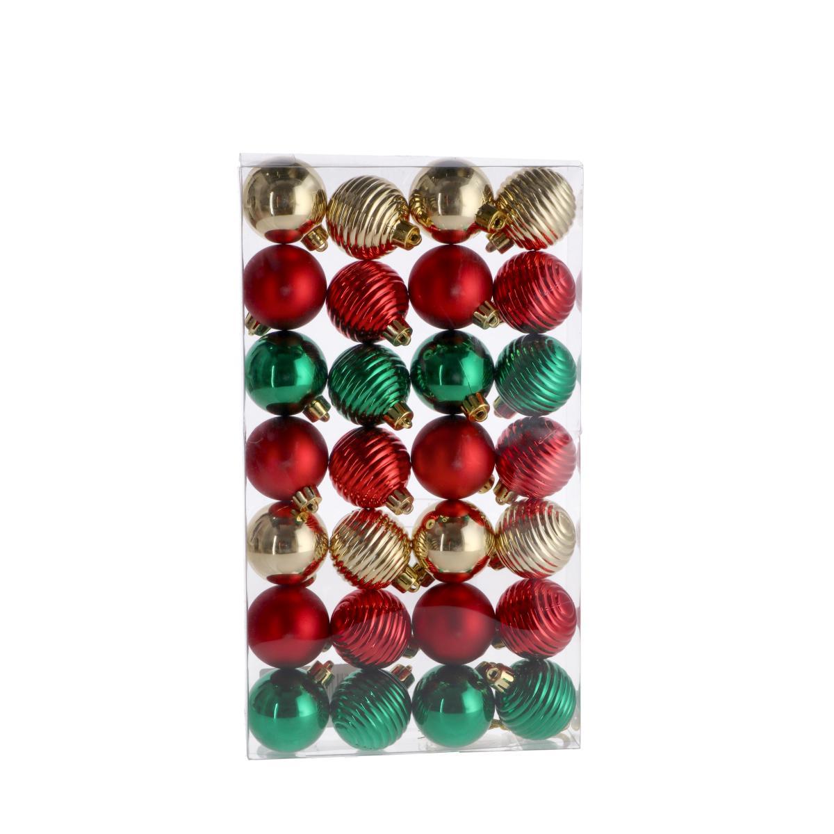 Set 28 palline di Natale in plastica in tre colori  d.4 cm