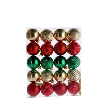 Set 20 palline di Natale in plastica in tre colori  d.5 cm