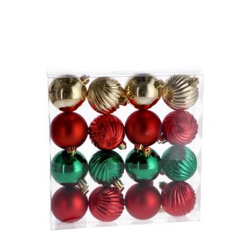 Set 16 palline di Natale in plastica in tre colori  d.6 cm