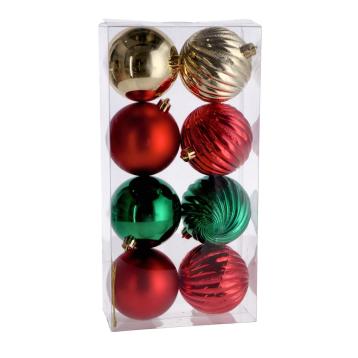 Set 8 palline di Natale in plastica in tre colori  d.8 cm