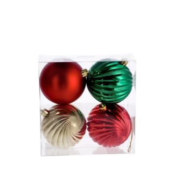 Set 4 palline di Natale in plastica in tre colori  d.10 cm