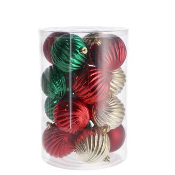 Set 16 palline di Natale in plastica in tre colori  d.8 cm