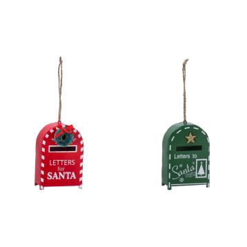 Decorazione natalizia in ferro da appendere cassetta postale 6,5x4,5x h.9,5 cm