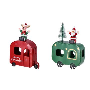 Decorazione natalizia in ferro roulotte 9,5x3x h.14 cm