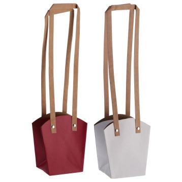 Fioriera natalizia in carta impermeabile con manici 9,5x9,5 cm  h.43 cm