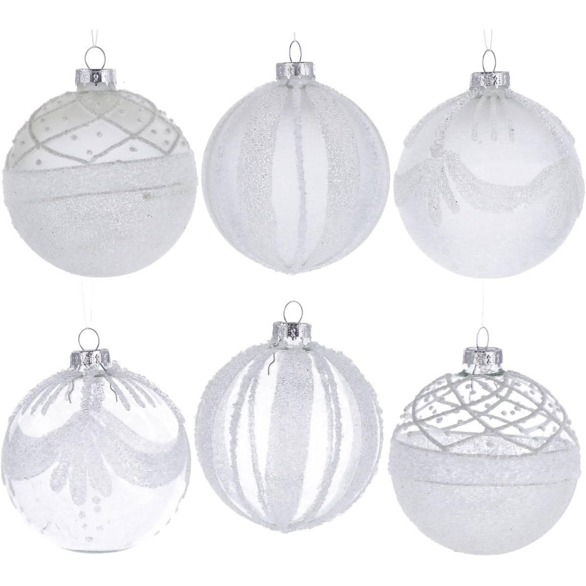 Pallina di Natale in vetro trasparente vari decori e finiture  d.8 cm