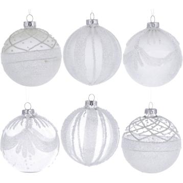 Pallina di Natale in vetro trasparente vari decori e finiture  d.8 cm