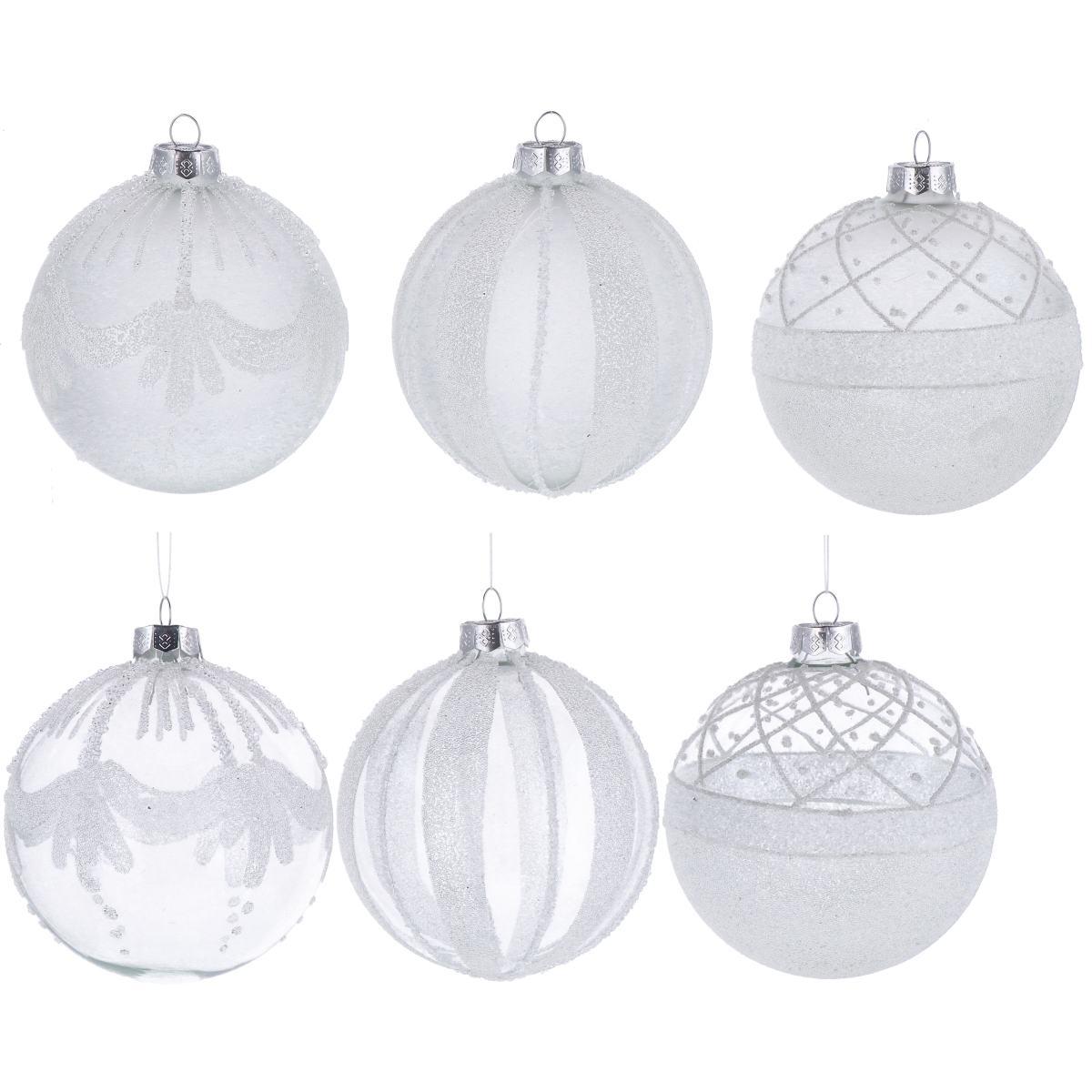 Pallina di Natale in vetro trasparente vari decori e finiture  d.10 cm