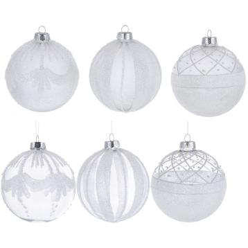 Pallina di natale in vetro trasparente vari decori e finiture  d.10 cm