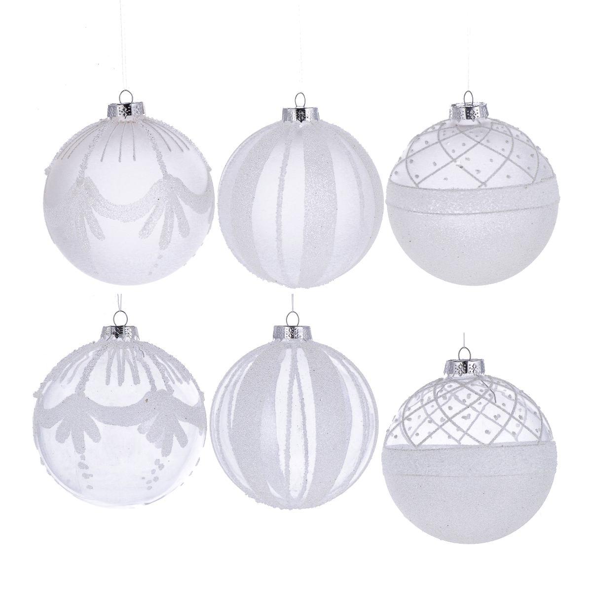 Pallina di Natale in vetro trasparente vari decori e finiture  d.12 cm
