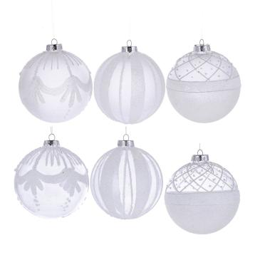 Pallina di natale in vetro trasparente vari decori e finiture  d.12 cm