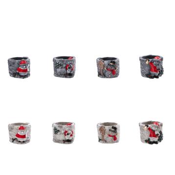 Vaso natalizio in cemento 13x11 cm  h.9 cm
