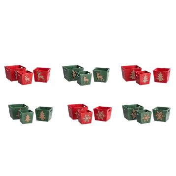 Set 3 cassette natalizie in legno