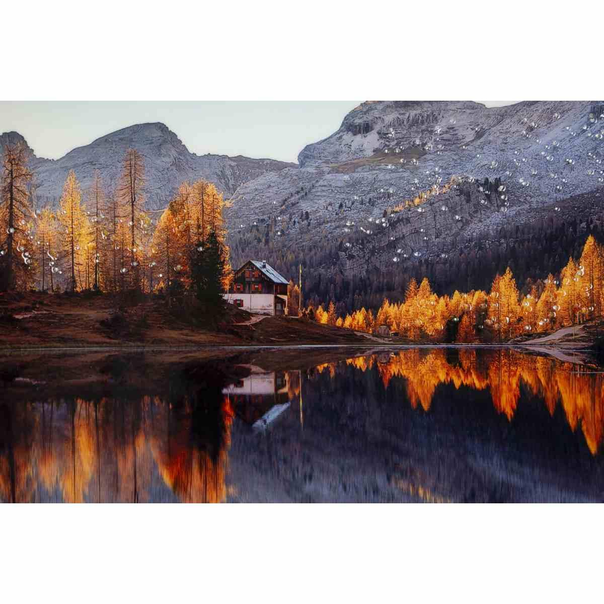 Stampa su tela laccata c/cornice lake cm 90x4x60