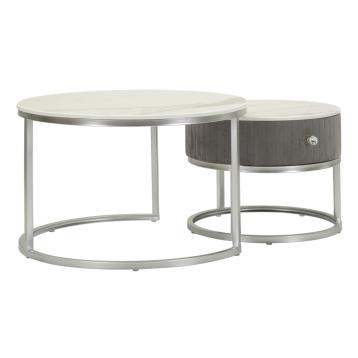 Tavoli da caffe' greys coppia cm Ø 70x45-50x40