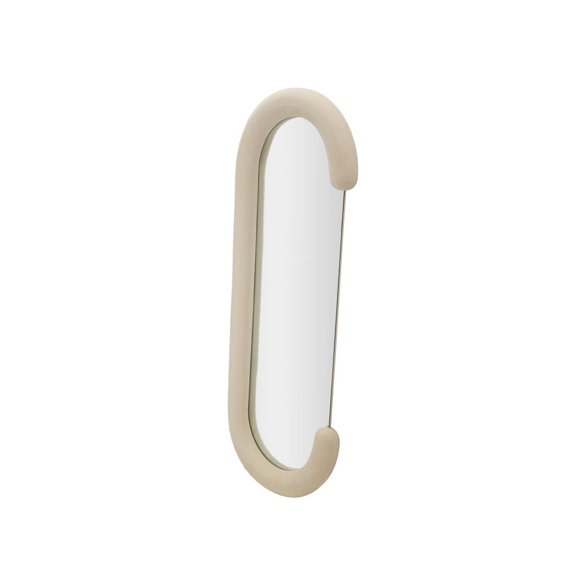 Specchio da muro chantal velluto crema cm 60x7x160 (misura specchio cm 45x140)