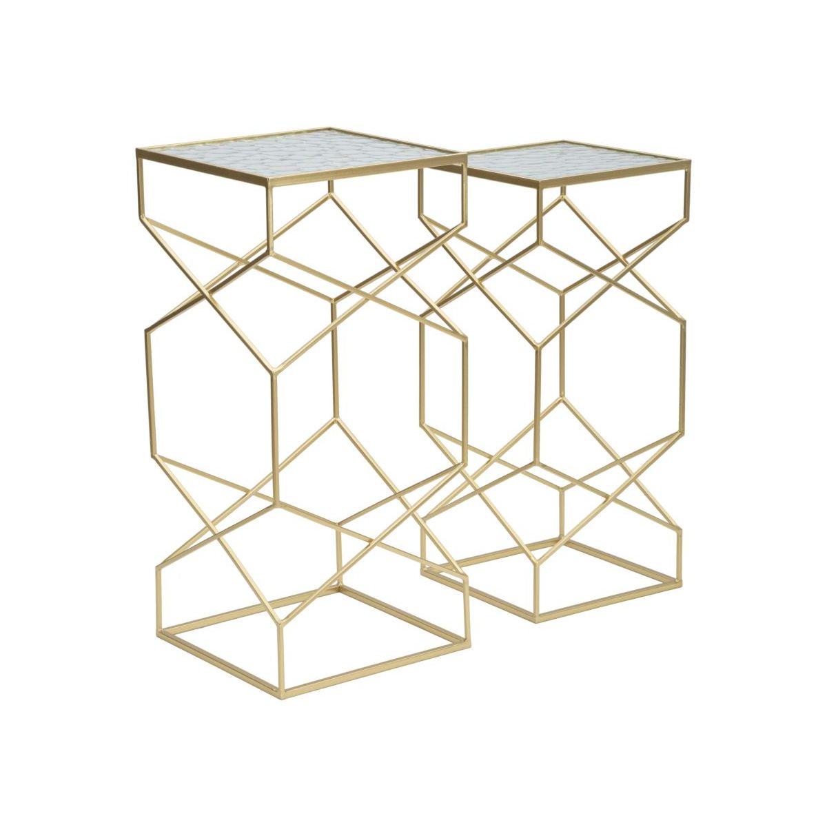 Tavolinetti glassy coppia cm 31,5x31,5x68-28x28x64
