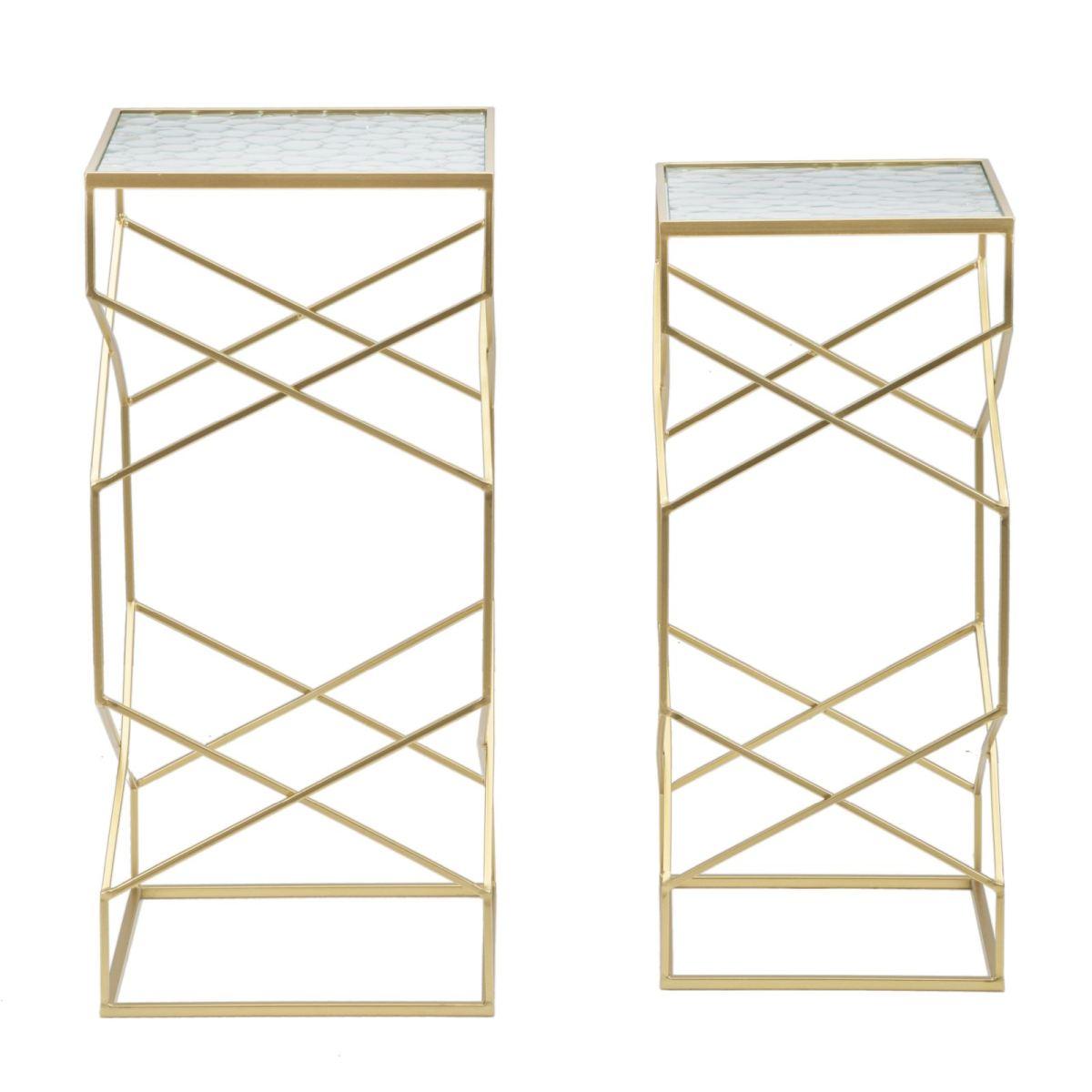 Tavolinetti glassy coppia cm 31,5x31,5x68-28x28x64