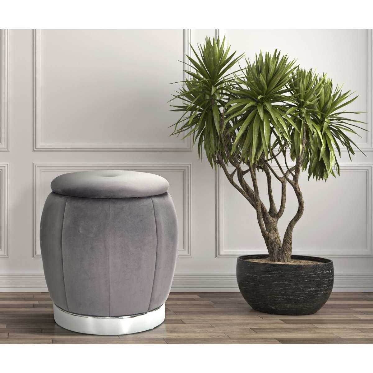 Puff/contenitore paris grigio/silver cm Ø 43x43