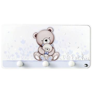 Appendino in legno orsetti celeste 37x18 cm Valenti