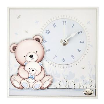 Orologio da tavolo orsetti celeste 17x17 cm Valenti