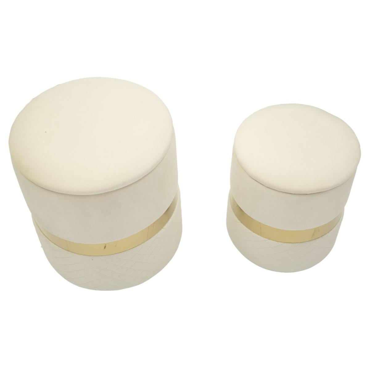 Puff c/contenitore sheffild crema set 2 pz cm Ø 37x42-28x35