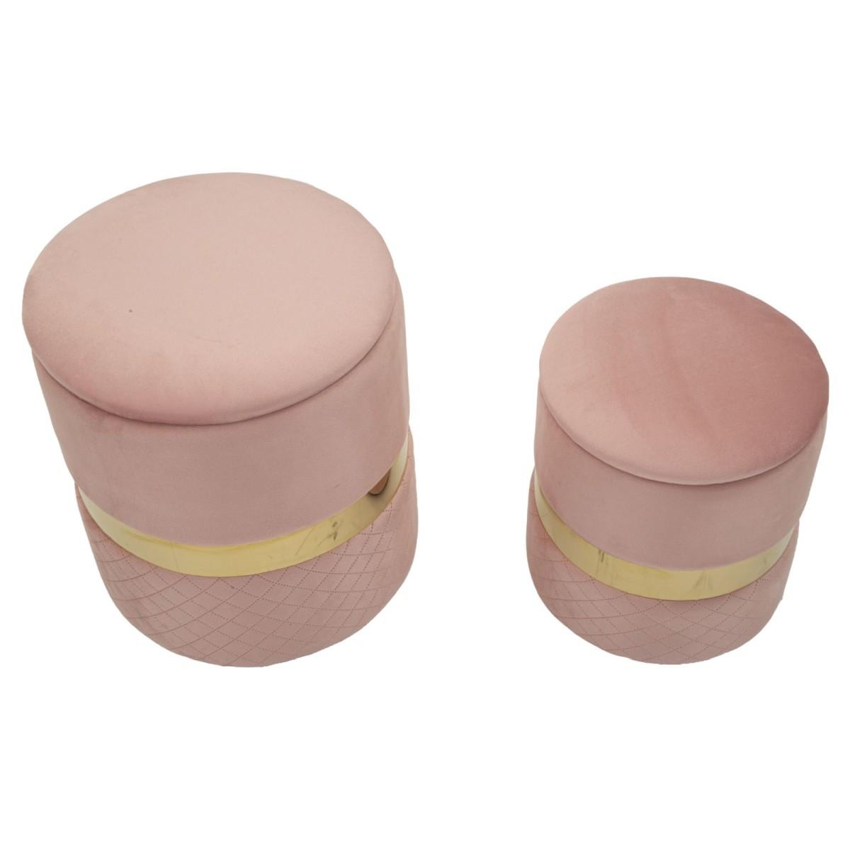 Puff c/contenitore sheffild rosa set 2 pz cm Ø 37x42-28x35