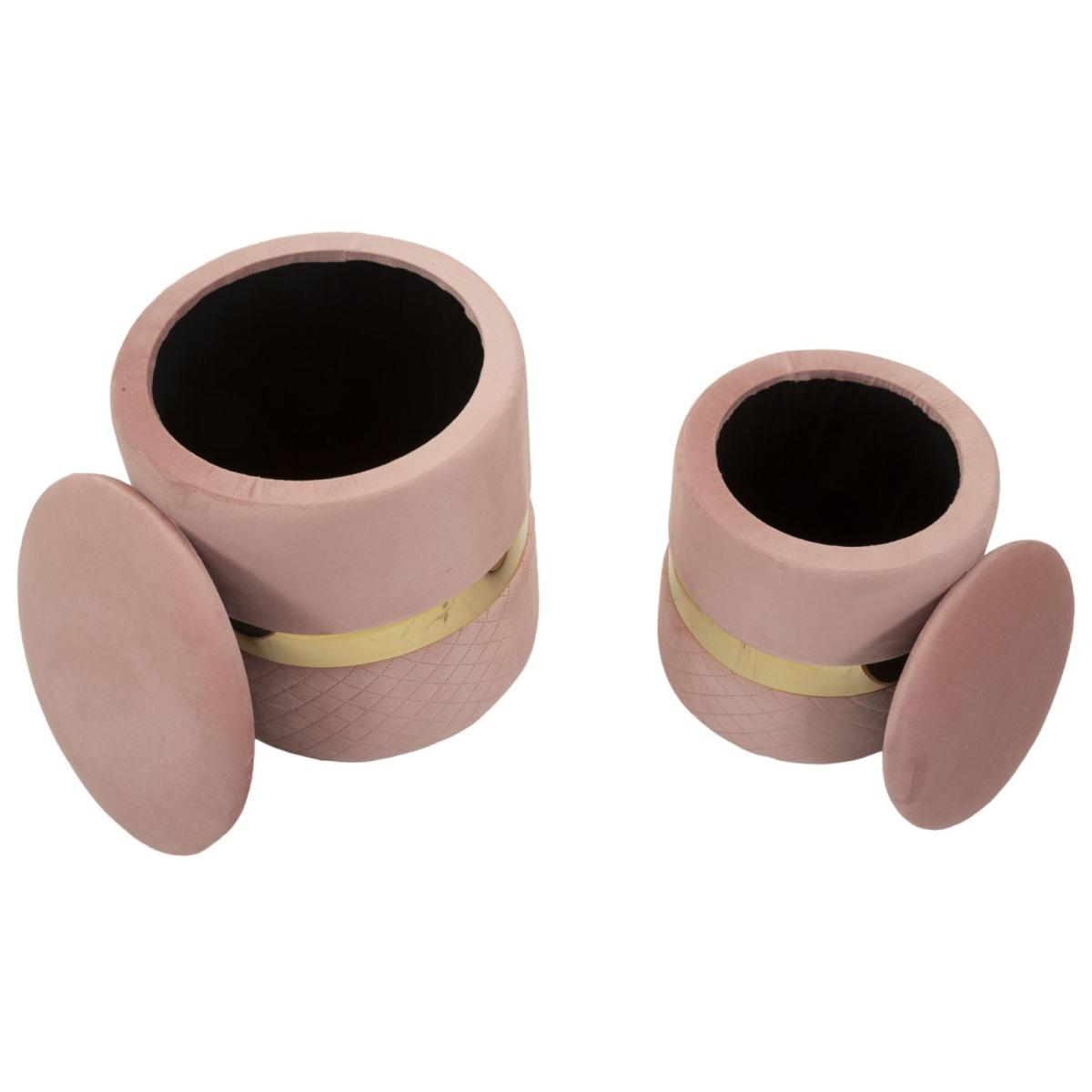 Puff c/contenitore sheffild rosa set 2 pz cm Ø 37x42-28x35