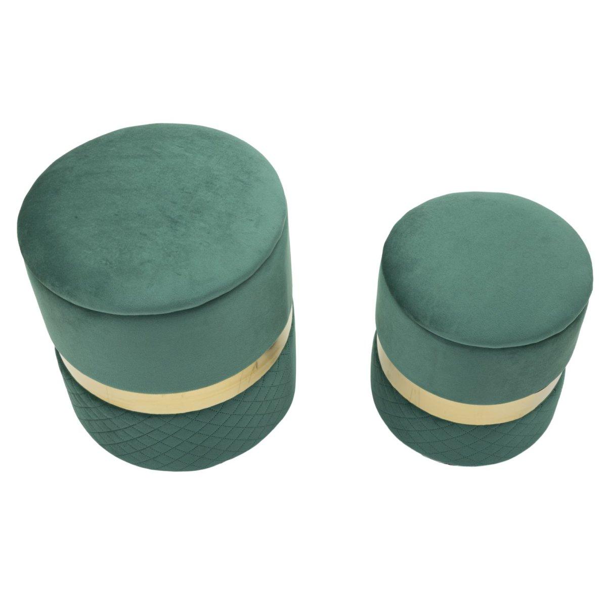 Puff c/contenitore sheffild verde set 2 pz cm Ø 37x42-28x35
